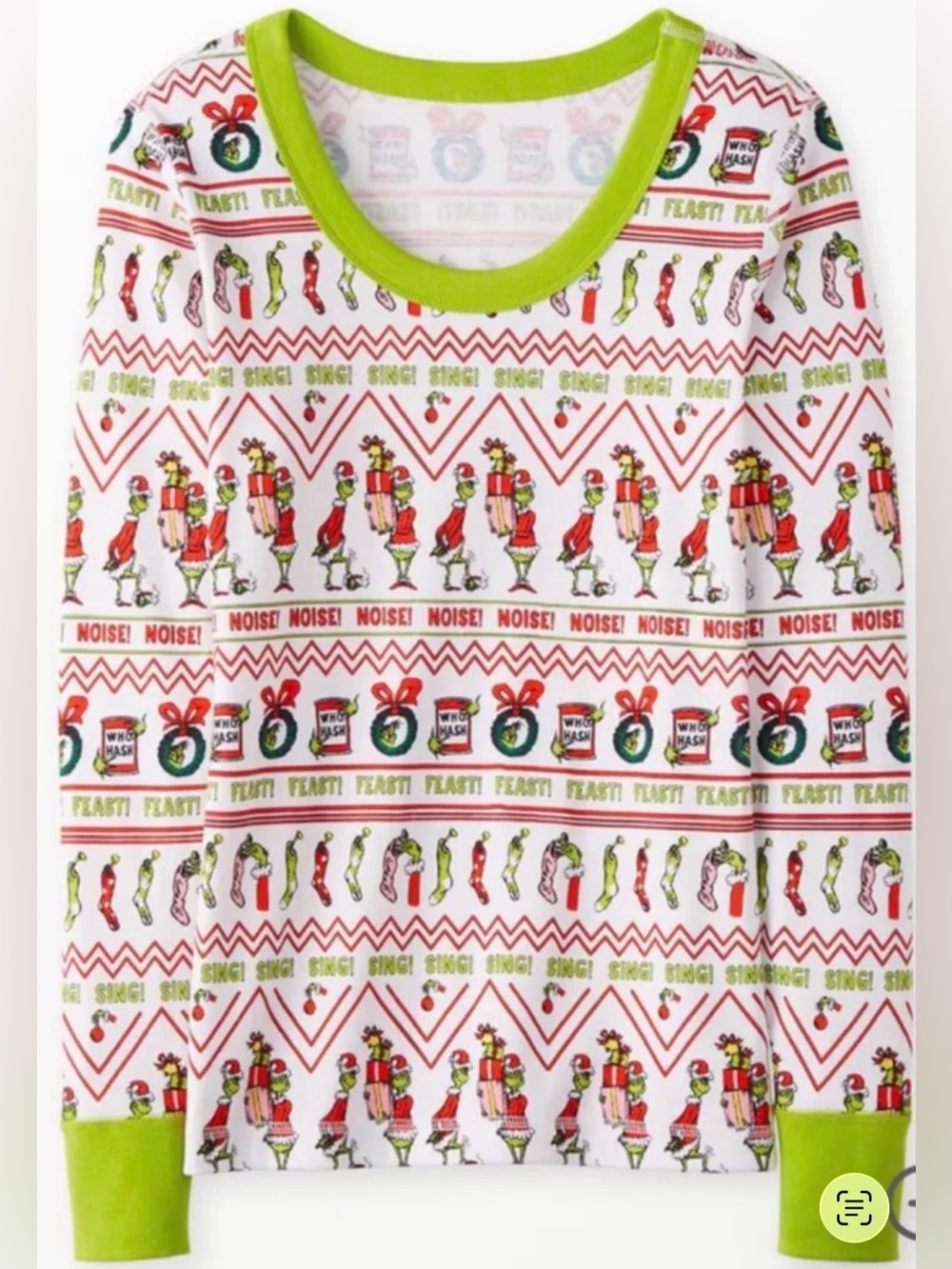 NWOT- Grinch Kids Holiday Long-Sleeve Tee - Green Trim